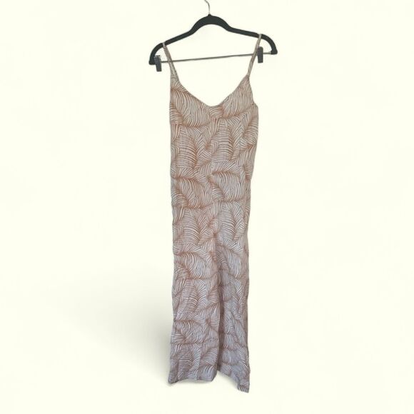 Roxy Close to You Palm Print Tie Back Wide Leg Jumpsuit Women's Tan Size M NWT - Picture 6 of 8